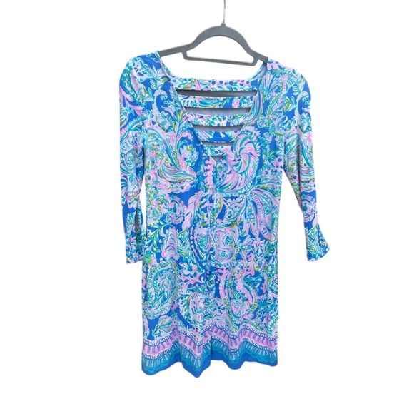 Long sleeve Lilly Pulitzer Ophelia Dress Blue. Softest dress. Sz XS - Picture 2 of 7